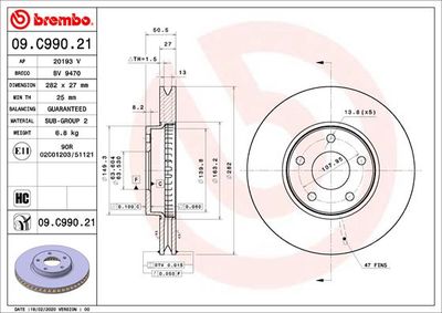 Brake Disc BREMBO 09.C990.21