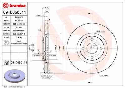 Brake Disc BREMBO 09.D050.11