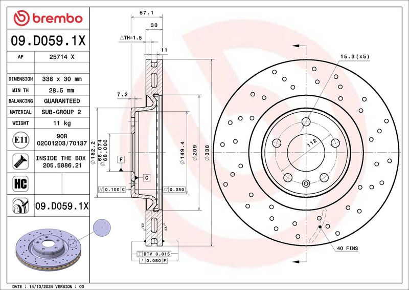 BREMBO 09.D059.1X Brake Disc