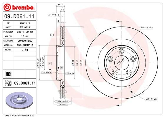BREMBO 09.D061.11 Brake Disc