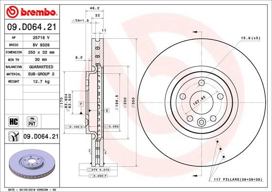 BREMBO 09.D064.21 Brake Disc