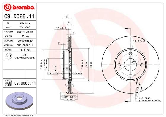 BREMBO 09.D065.11 Brake Disc