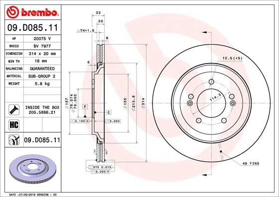 BREMBO 09.D085.11 Brake Disc