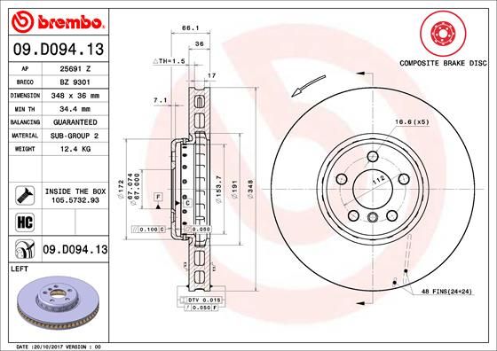 BREMBO 09.D094.13 Brake Disc
