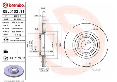 Brake Disc BREMBO 09.D103.11