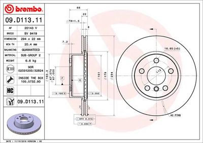 Brake Disc BREMBO 09.D113.11