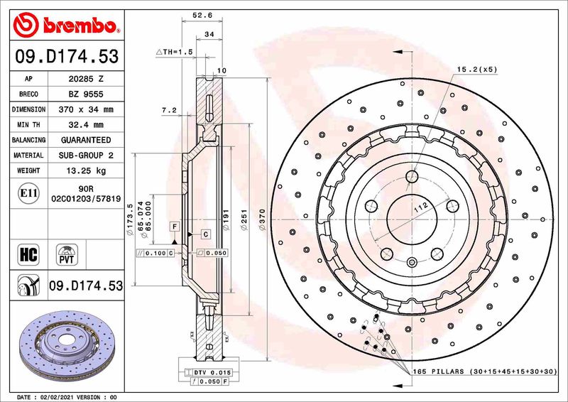 BREMBO 09.D174.53 Brake Disc
