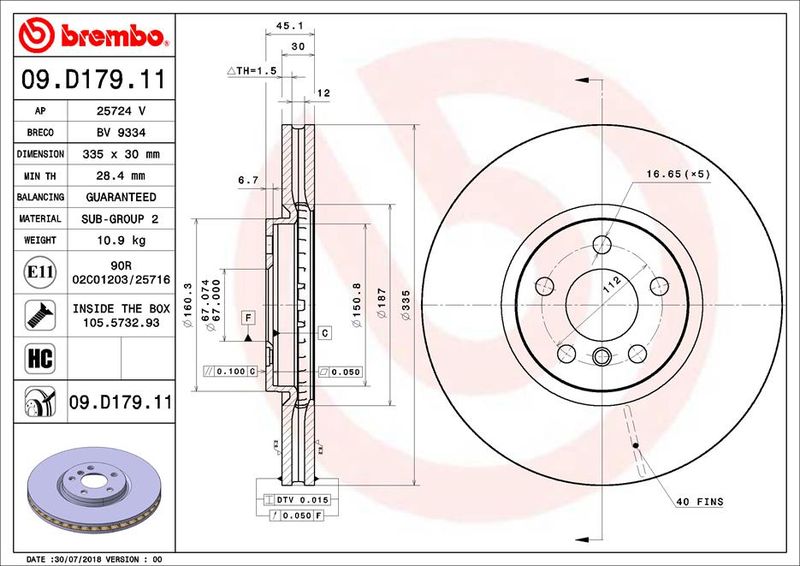BREMBO 09.D179.11 Brake Disc