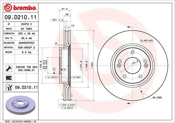 BREMBO 09.D210.11 Brake Disc