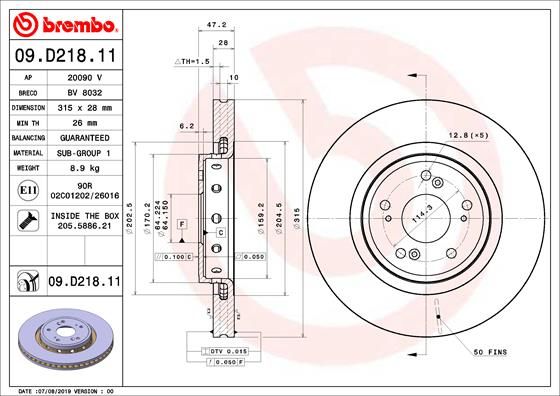BREMBO 09.D218.11 Brake Disc