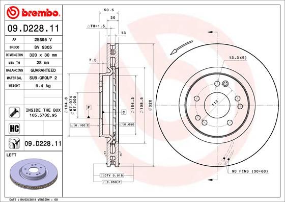 BREMBO 09.D228.11 Brake Disc
