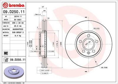 Brake Disc BREMBO 09.D250.11