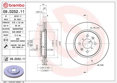 Brake Disc BREMBO 09.D252.21