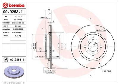 Brake Disc BREMBO 09.D253.11