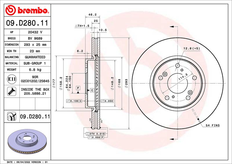 BREMBO 09.D280.11 Brake Disc