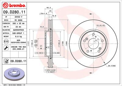 Brake Disc BREMBO 09.D280.11