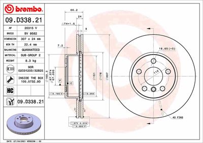 Brake Disc BREMBO 09.D338.21