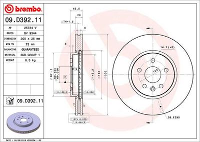 Brake Disc BREMBO 09.D392.11