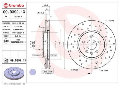 Brake Disc BREMBO 09.D392.1X