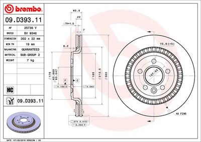 Brake Disc BREMBO 09.D393.11