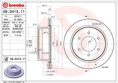 Brake Disc BREMBO 09.D413.11