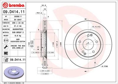 Brake Disc BREMBO 09.D414.11