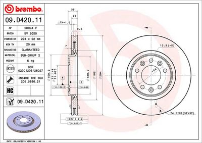 Brake Disc BREMBO 09.D420.11