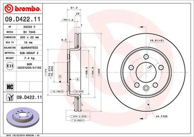 Brake Disc BREMBO 09.D422.11