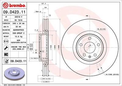 Brake Disc BREMBO 09.D423.11