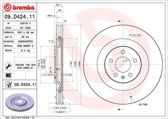 BREMBO 09.D424.11 Brake Disc