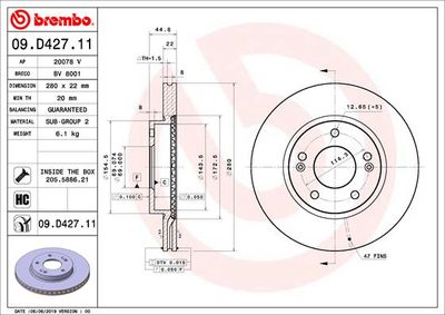 Brake Disc BREMBO 09.D427.11
