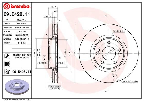 BREMBO 09.D428.11 Brake Disc