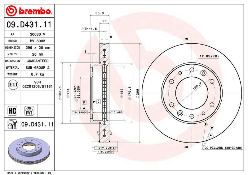 BREMBO 09.D431.11 Brake Disc