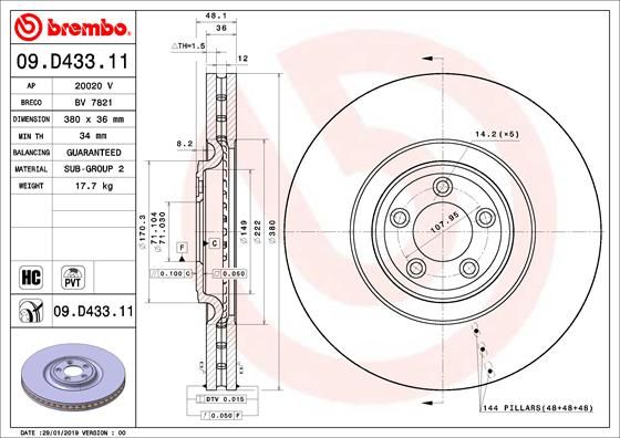 BREMBO 09.D433.11 Brake Disc