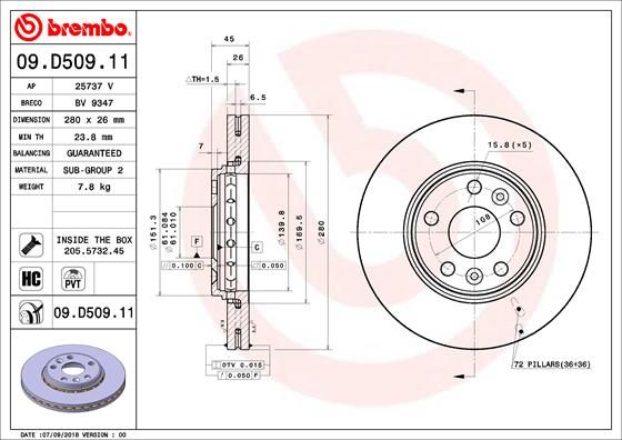 BREMBO 09.D509.11 Brake Disc