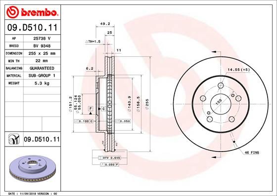 BREMBO 09.D510.11 Brake Disc