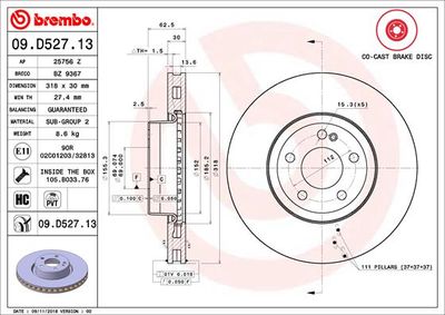 Brake Disc BREMBO 09.D527.13