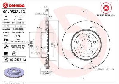 Brake Disc BREMBO 09.D533.13