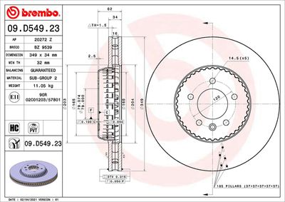 Brake Disc BREMBO 09.D549.23