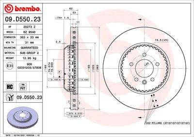 Brake Disc BREMBO 09.D550.23