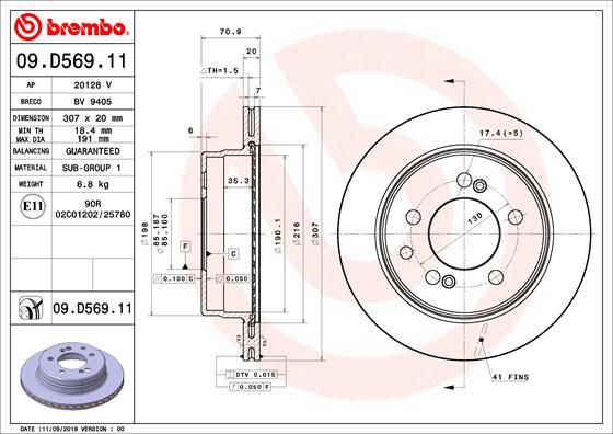 BREMBO 09.D569.11 Brake Disc