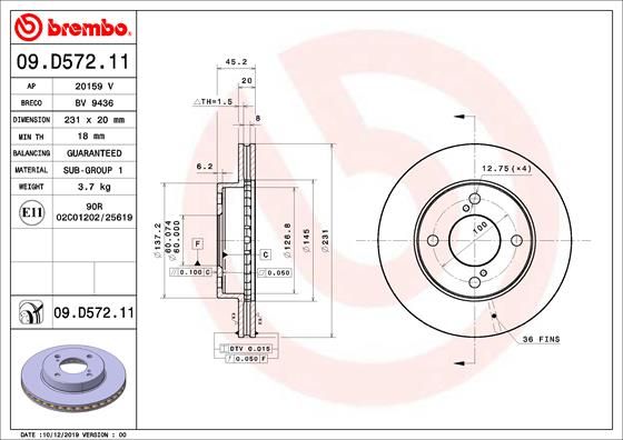 BREMBO 09.D572.11 Brake Disc