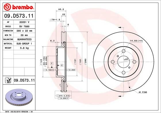 BREMBO 09.D573.11 Brake Disc