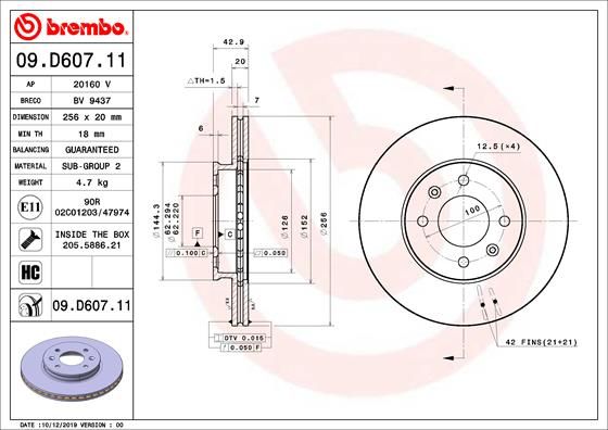 BREMBO 09.D607.11 Brake Disc