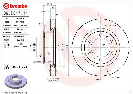 BREMBO 09.D617.11 Brake Disc