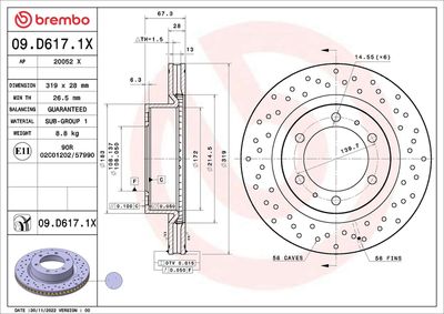 Brake Disc BREMBO 09.D617.1X