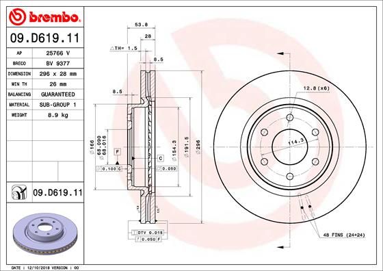 BREMBO 09.D619.11 Brake Disc