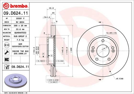 BREMBO 09.D624.11 Brake Disc