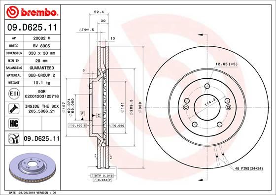 BREMBO 09.D625.11 Brake Disc