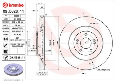 Brake Disc BREMBO 09.D626.11